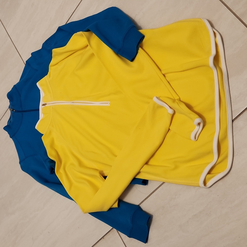 LOT of 2 Peter Millar Crown Sport Women’s  1/4 Zip Pullover Yellow Turquoise EUC